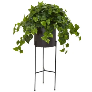 49” London Ivy Artificial Plant in Black Planter with Stand (Real Touch)