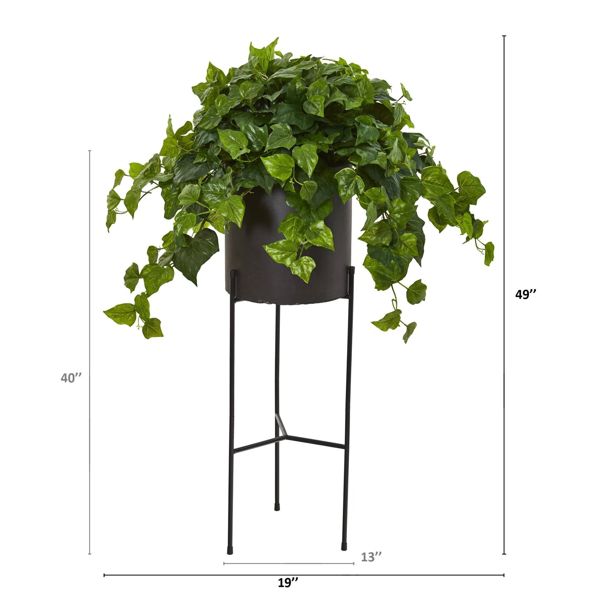 49” London Ivy Artificial Plant in Black Planter with Stand (Real Touch)