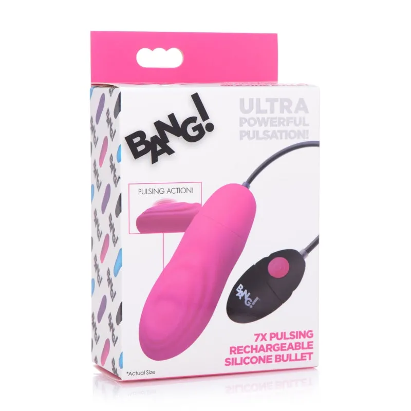 7x Pulsing Rechargeable Silicone Vibrator - Pink