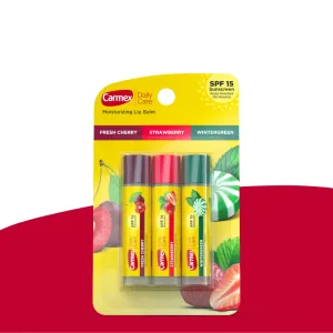 Carmex - Daily Care Moisturizing Lip Balm Sticks, SPF 15, Multi-Flavor Lip Balm, 3 Count