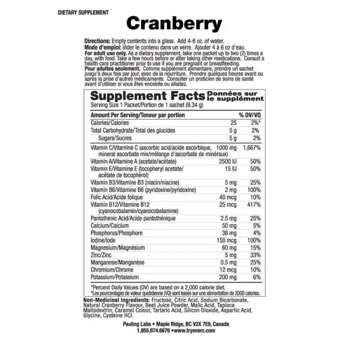 Ener-C 1,000mg Vitamin C with Mineral Ascorbates, Cranberry flavour