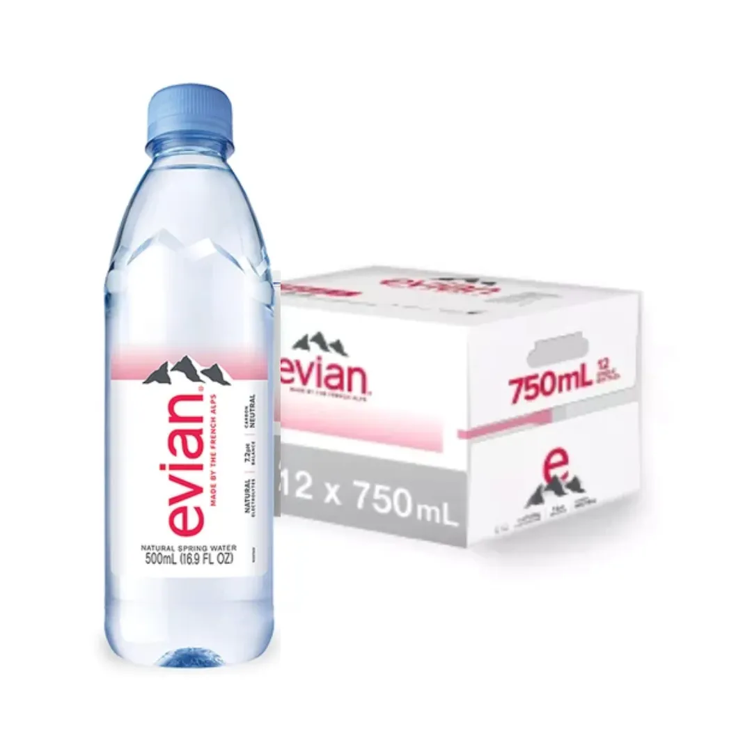 EVIAN NATURAL MINERAL WATER, 750ML IMPORTED (Pack of 12 Bottle)