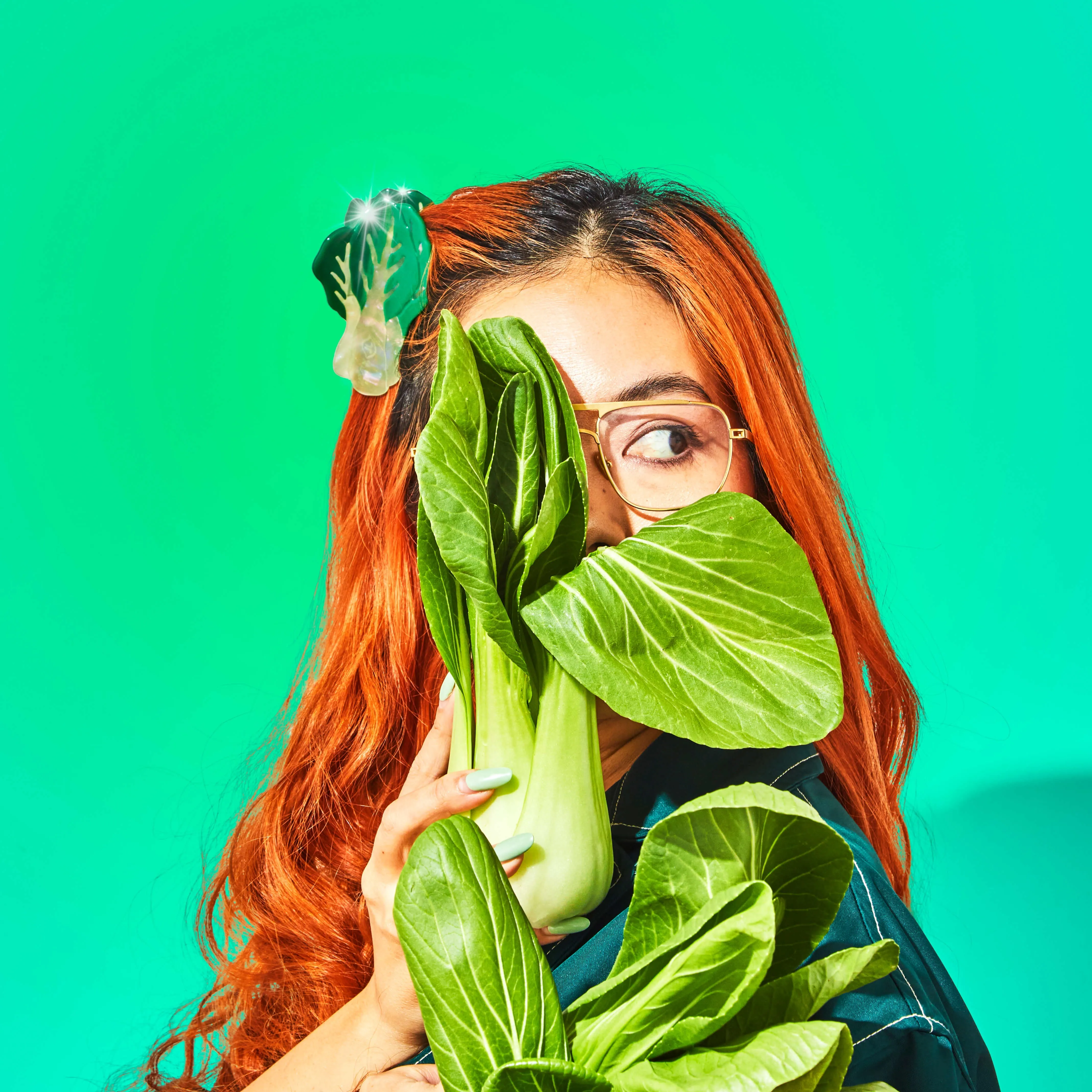 Large Bok Choy Hair Claw Clip