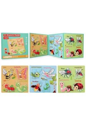 Montessori Magnetic Activity Books for Kids, Durable Reusable Paper Puzzles for Toddlers, Insects