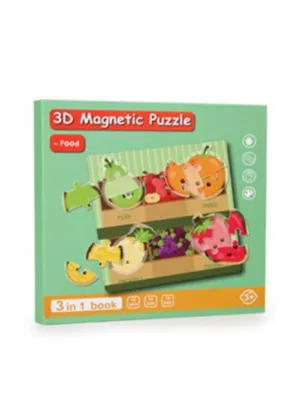 Montessori Magnetic Puzzle Books for Kids, Durable Reusable Paper Puzzles for Toddlers, Food