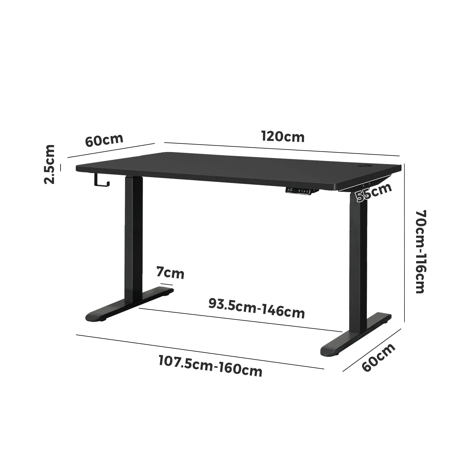 Oikiture Standing Desk Dual Motor Electric Stand Table Height Adjustable 120cm