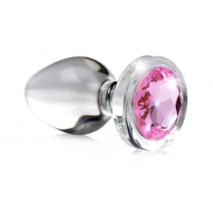 Pink Gem Glass Anal Plug - Small