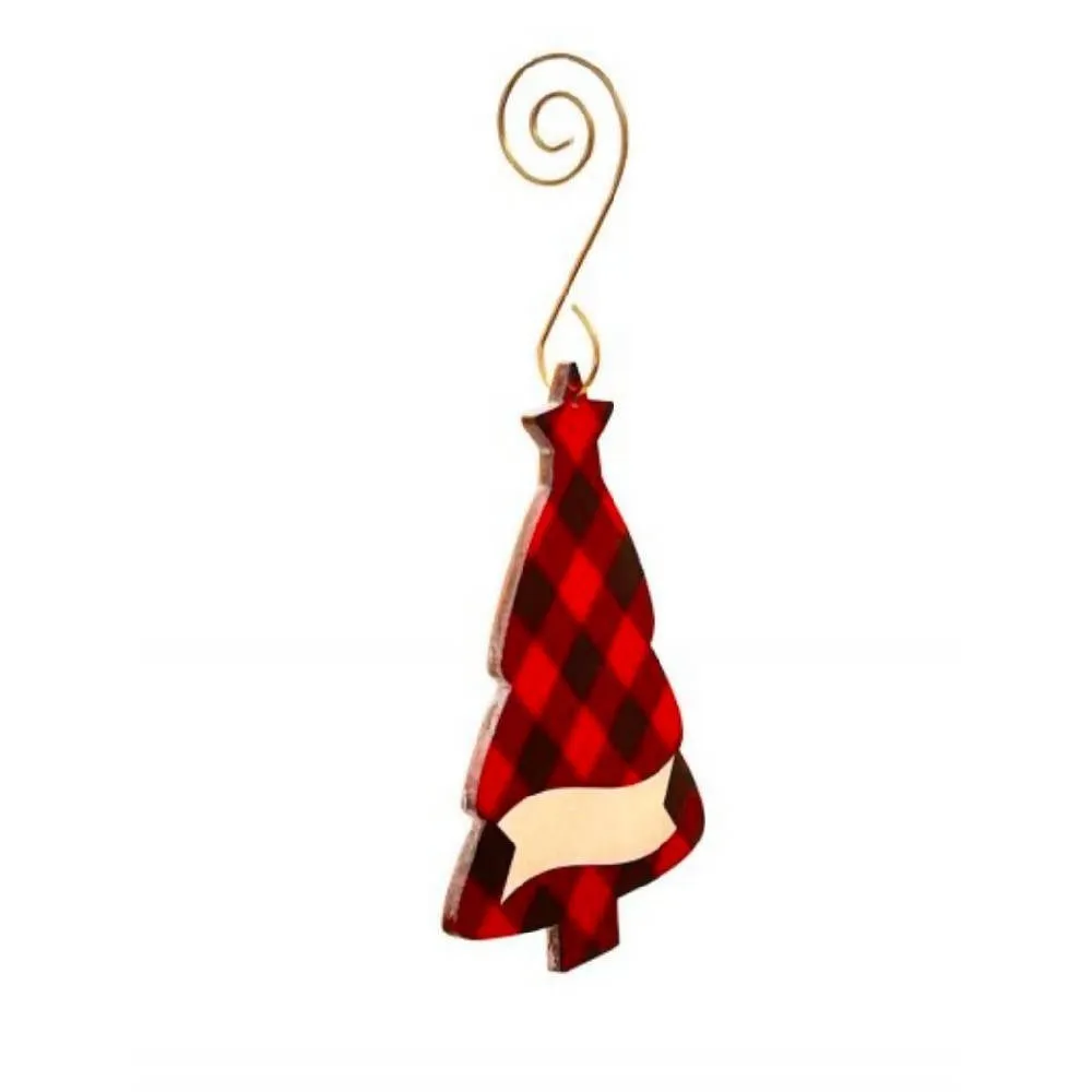 Plaid Tree Wood Ornament