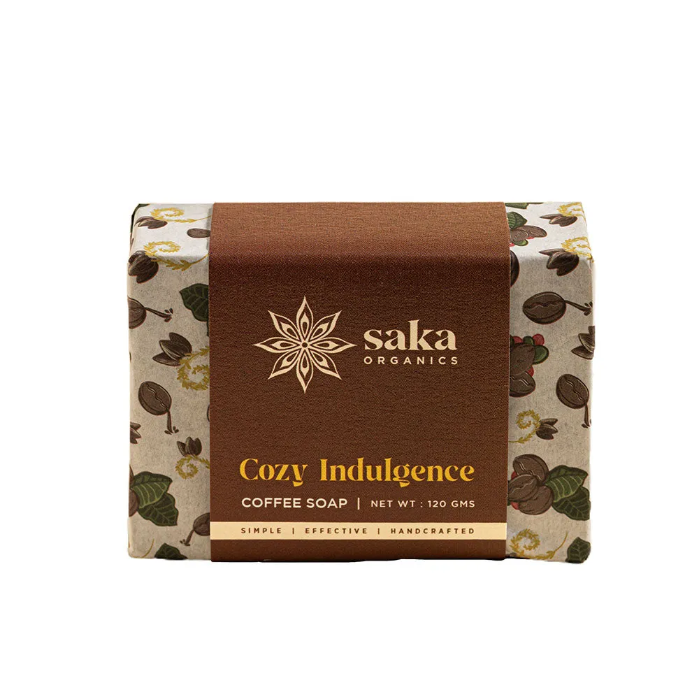 Saka - Cozy Indulgence | Handmade Coffee Soap with Exfoliating Grounds | Natural Spa Bar for Normal Skin - 120gm