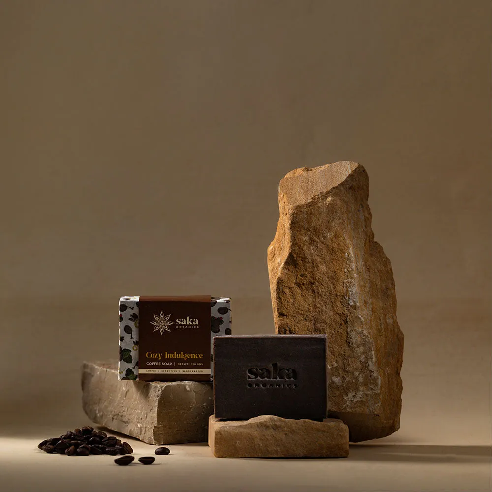 Saka - Cozy Indulgence | Handmade Coffee Soap with Exfoliating Grounds | Natural Spa Bar for Normal Skin - 120gm